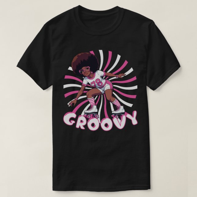 Groovy Roller Skater – Retro 70s Vibes T-Shirt (Design Front)
