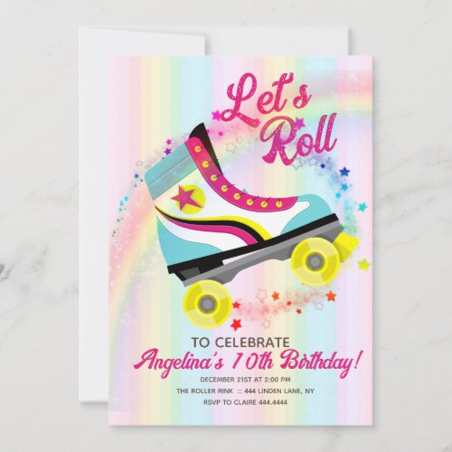 Groovy Roller Skating Birthday Invitation