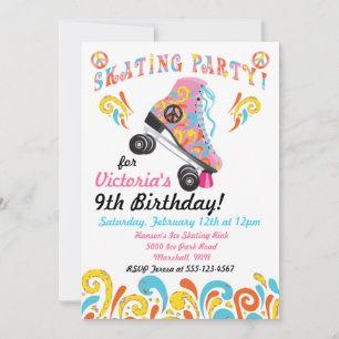 Groovy Roller Skating Party Invitations