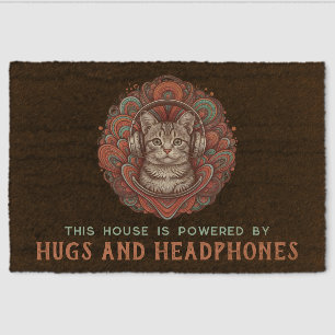 Groovy Ruffles Kitty Beats Doormat - Silver Tabby Fiber Doormat