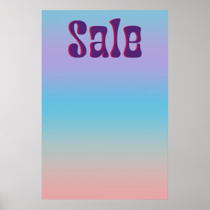 Groovy Sale Sign Iridescent Gradient Retro Style