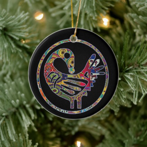 Groovy Sankofa Bird Ceramic Ornament