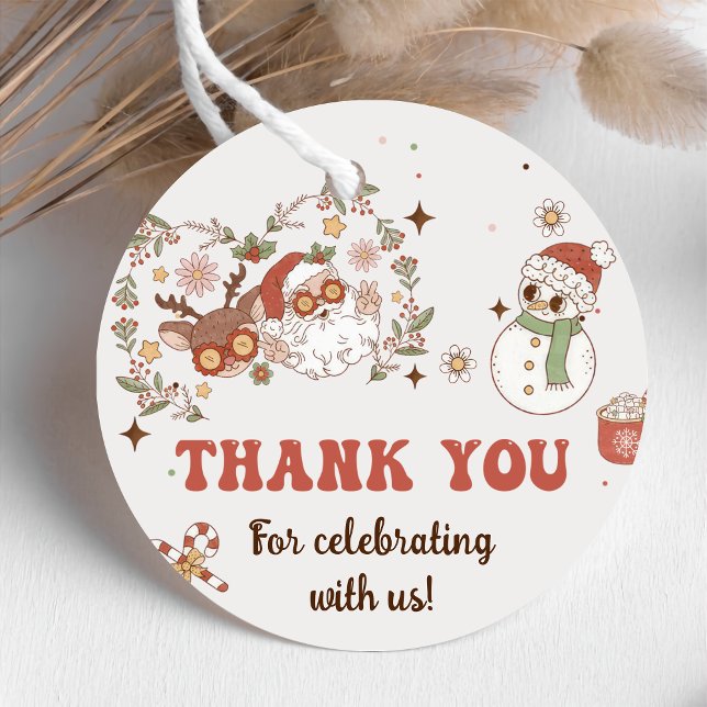 Groovy Santa Christmas Birthday Party Favor Tag (Creator Uploaded)