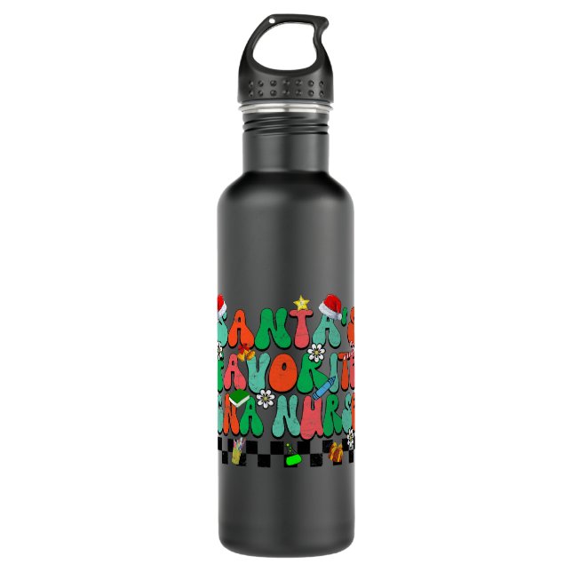 Groovy Santas Favorite CNA Funny Christmas Xmas Gi Stainless Steel Water Bottle (Front)
