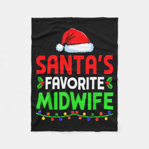 Groovy Santa's Favorite Midwife Nurse Christmas Sa Fleece Blanket