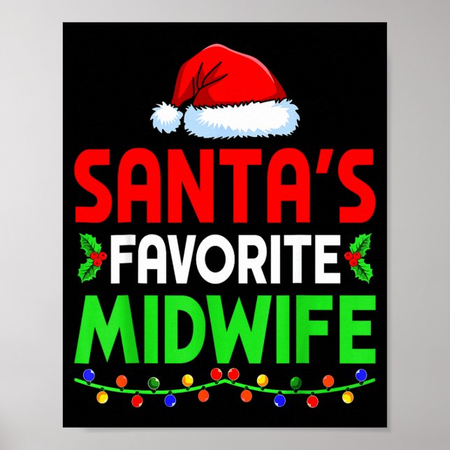 Groovy Santa's Favorite Midwife Nurse Christmas Sa Poster (Front)