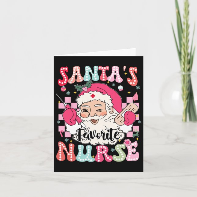 Groovy Santas Favorite Nurse Christmas Xmas Rn Cna Card (Front)
