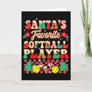 Groovy Santa's Favorite Softll Player Christmas Pa Card