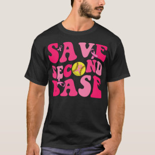 Groovy Save Second 2nd Base Funny Softball Breast  T-Shirt