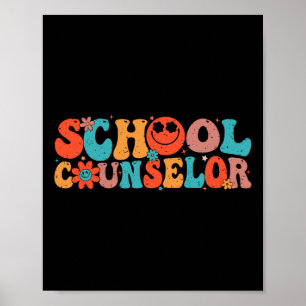 Groovy School Counselor Back To School Teacher Cou Poster