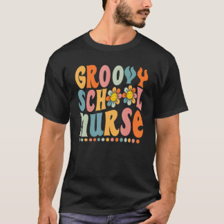 Groovy School Nurse Colorful Daisy back To school T-Shirt