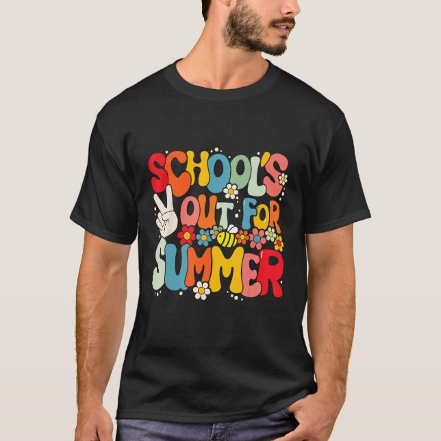 Groovy School s Out For Summer Graduation Teacher  T-Shirt (Front)