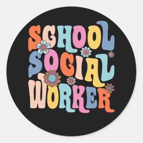 Groovy School Social Worker Coping Skills Back To  Classic Round Sticker