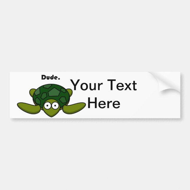 Groovy Sea Turtle Cartoon, Funny Ocean “Dude" Bumper Sticker (Front)