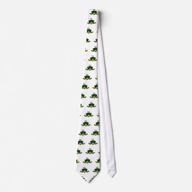 Groovy Sea Turtle Cartoon, Funny Ocean “Dude" Neck Tie (Front)
