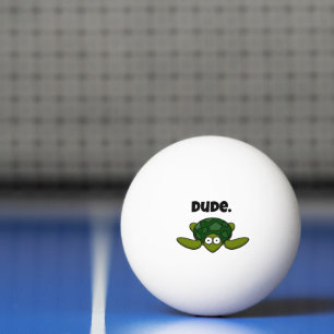 Groovy Sea Turtle Cartoon, Funny Ocean “Dude" Ping Pong Ball