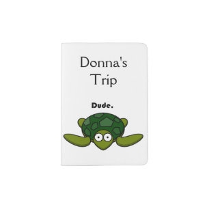 Groovy Sea Turtle Dude Cartoon Passport Holder