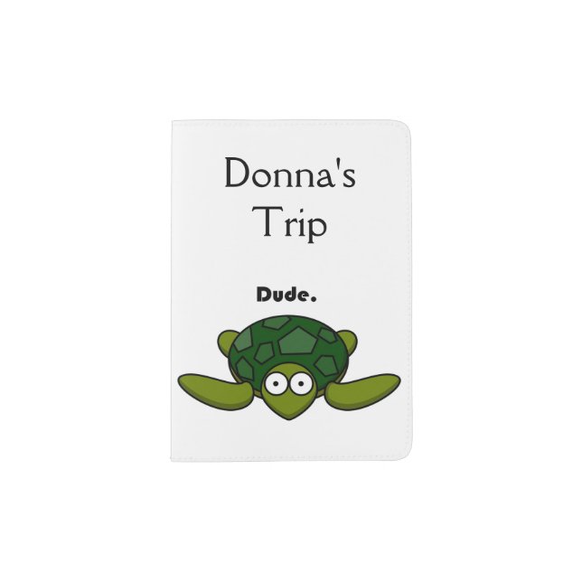 Groovy Sea Turtle Dude Cartoon Passport Holder (Front)