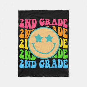 Groovy Second Grade Vibes Face Retro Teachers Byck Fleece Blanket