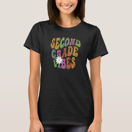 Groovy SECOND GRADE VIBES Teacher Leopard Print 2n T_Shirt