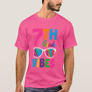 Groovy Seventh Grade Vibes Student Smile Face Back T-Shirt
