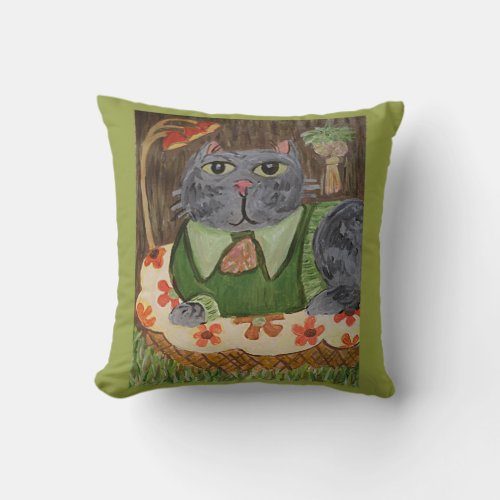 Groovy Seventies Cat Throw Pillow