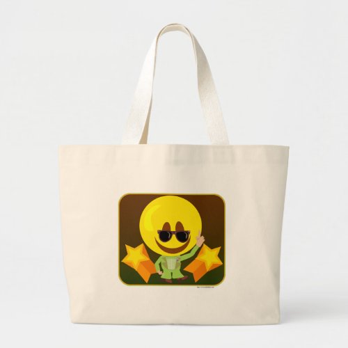 Groovy Seventies Disco Happy Guy Cartoon Large Tote Bag