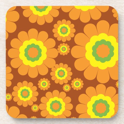 Groovy Seventies Flowers Drink Coaster