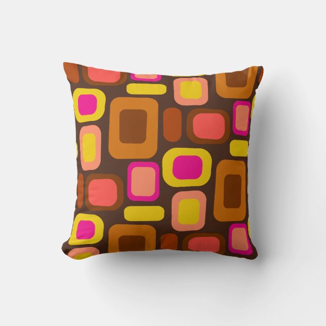 Groovy Seventies Retro Lounge Revival Throw Pillow (Front)