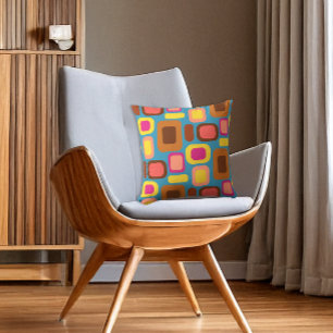 Groovy Seventies Retro Lounge Revival Throw Pillow