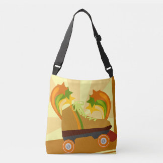Groovy Seventies Roller Skate Cartoon Design Crossbody Bag