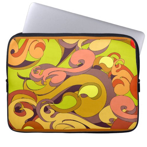 Groovy Seventies Swirls Fun Nostalgia Pattern Laptop Sleeve