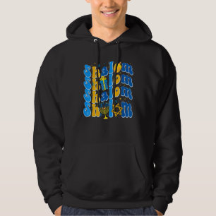 Groovy Shalom Peace Jewish Hanukkah Jewish Dreidel Hoodie