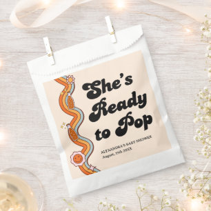 Groovy Shes Ready to Pop Persimmon Mustard Cream Favor Bag