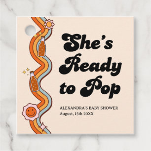 Groovy Shes Ready to Pop Persimmon Mustard Cream Favor Tags