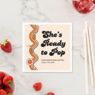 Groovy Shes Ready to Pop Persimmon Mustard Cream Napkins