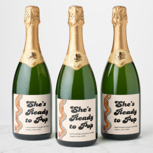 Groovy Shes Ready to Pop Persimmon Mustard Cream Sparkling Wine Label