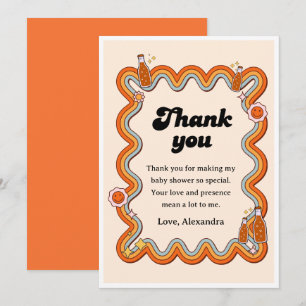 Groovy Shes Ready to Pop Persimmon Mustard Cream Thank You Card