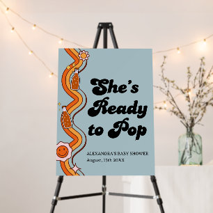 Groovy Shes Ready to Pop Retro Dusty Blue Foam Board