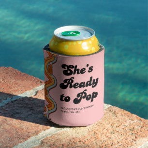 Groovy Shes Ready to Pop Retro Dusty Rose Can Cooler