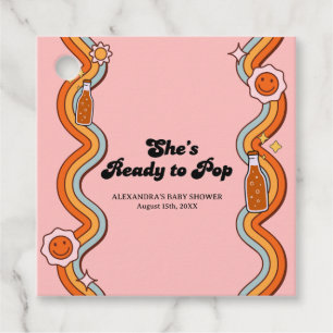 Groovy Shes Ready to Pop Retro Dusty Rose Favor Tags