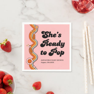 Groovy Shes Ready to Pop Retro Dusty Rose Napkins