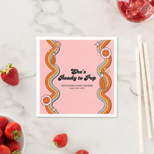 Groovy Shes Ready to Pop Retro Dusty Rose Napkins