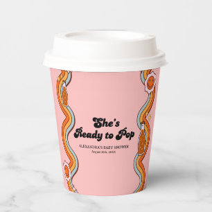Groovy Shes Ready to Pop Retro Dusty Rose Paper Cups