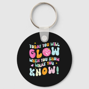 Groovy Show What You Know Test Testing Day Teacher Keychain