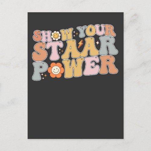 Groovy Show Your STAAR Power Test Testing Day Invitation Postcard