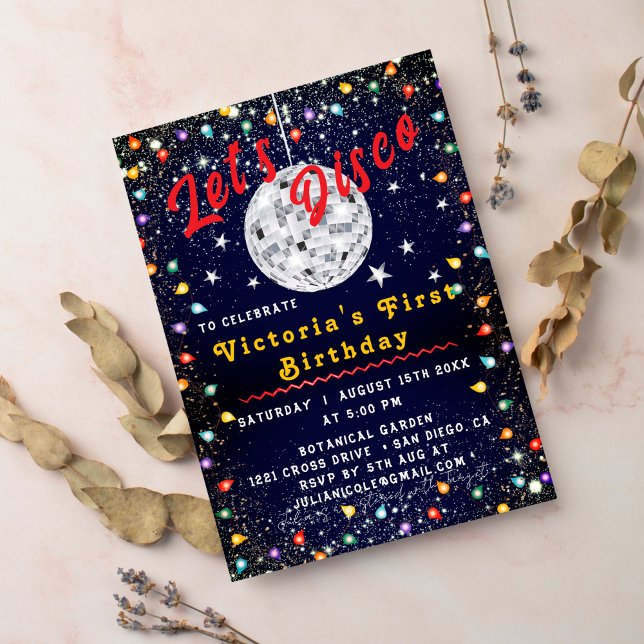 Groovy Silver Disco Ball Party Night Birthday Invitation (Creator Uploaded)