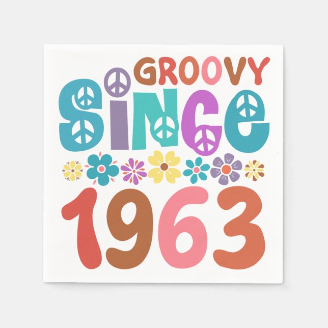 Groovy Since 1963 60th Birthday Napkins (Front)