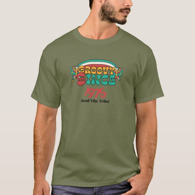 Groovy Since 1975 Customizable 50 Year Old T-Shirt (Front)