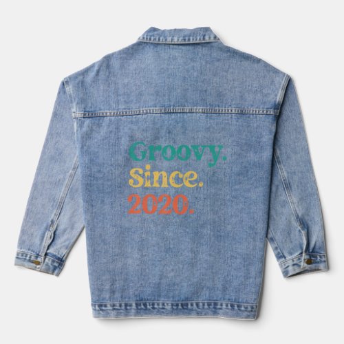 Groovy Since 2020 70s 60s Retro Birthday Party  Denim Jacket